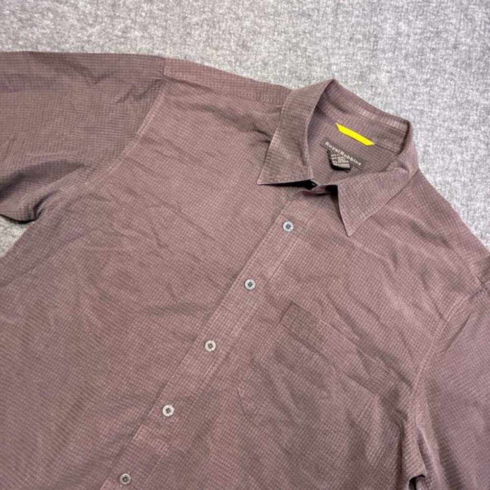 Vintage Royal Robbins Button Up Shirt Mens Large‎ Brown Short Sleeve Modal Blend